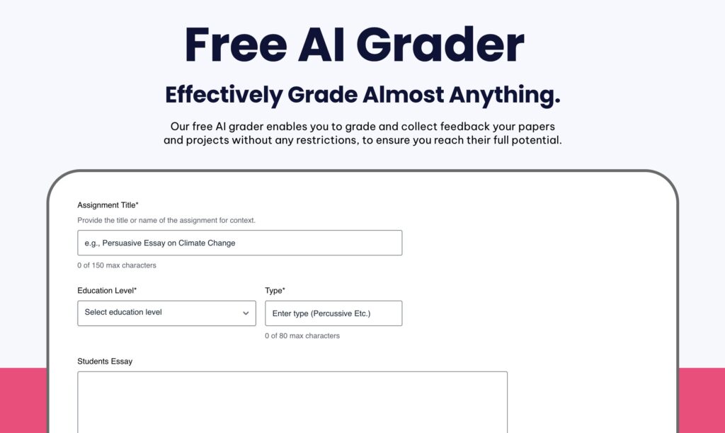 Free AI Grader user interface for effective ai grading
